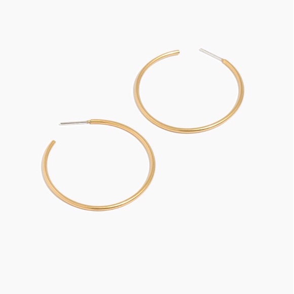 NWOT Madewell Medium Hoop Earrings Silver Posts - Picture 3 of 7